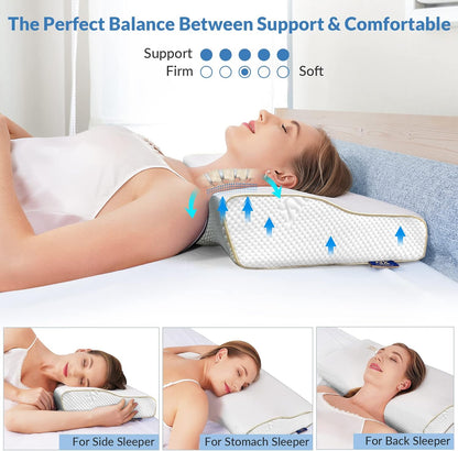Transform Your Sleep with the XTX Ergonomic Cervical Memory Foam Pillow - Ultimate Neck and Shoulder Pain Relief for All Sleep Positions
