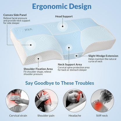 Transform Your Sleep with the XTX Ergonomic Cervical Memory Foam Pillow - Ultimate Neck and Shoulder Pain Relief for All Sleep Positions